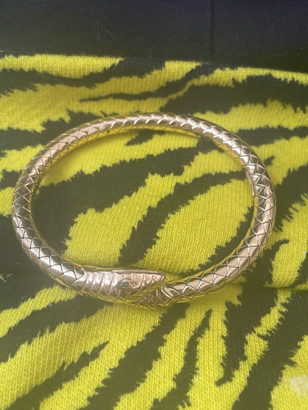sterling silver- Gold colored Snake-Head Bangle Bracelet made in Italy